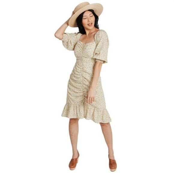 Piper & Scoot Savanna Floral Ruched Dress S - Picture 1 of 12